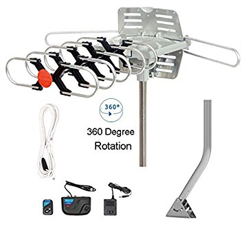 Outdoor HDTV Antenna 150 Miles Range - PremWing Amplified Outdoor TV Antenna for Digital TV, Motorized 360 Degree Rotation with Mounting Pole and Wireless Remote Control