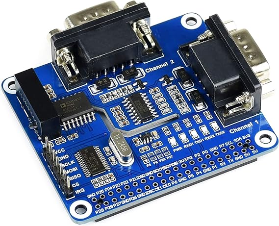 2-Channel Isolated RS232 Expansion HAT for Raspberry Pi 4B/3B /3B/2B/B /A /Zero/Zero W, SC16IS752 SP3232 Dual Chip Convert SPI to RS232 Data Rate up to 921600bps Embed Multi Protection Circuits