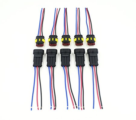 CrazyEve 5 Sets 3 Pin Good Quality Car Waterproof Electrical Connector Plug with Wire Electrical Cable Connector Plug
