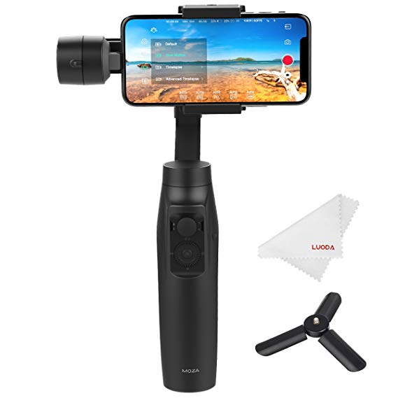 Moza Mini-Mi 3-Axis Smartphone Gimbal Stabilizer w/Wireless Phone Charging, 10.6 oz Max Payload, 8 Follow Modes&Inception Mode, Timelapse iPhone X 8