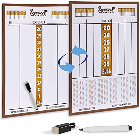 IgnatGames Dry Erase Darts Scoreboard - Magnetic Double Sided Dart Scoreboard for 10  Types of Games - Professional Dart Board Scoreboard   2 Magnetic Dry Erase Pens   Mounting Kit