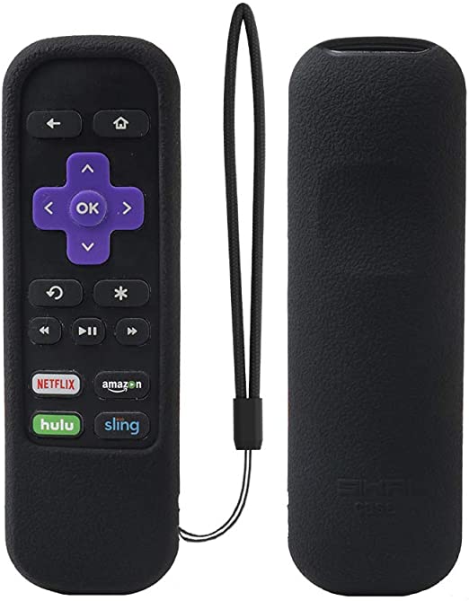 Roku Express Remote Case SIKAI Shockproof Protective Cover for Roku Express/Roku Premiere RC68/RC69/RC108/RC112 Standard IR Remote Skin-Friendly Anti-Lost with Loop (Black)