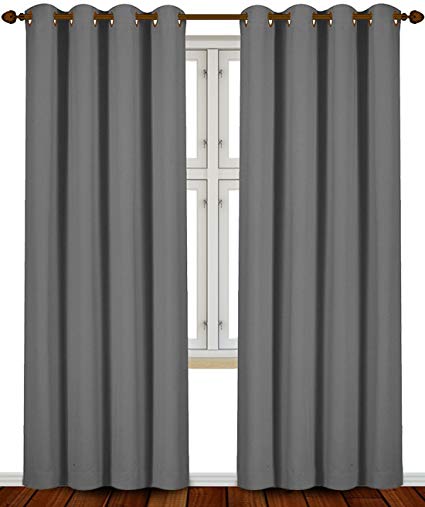 Blackout Room Darkening Curtains Window Panel Drapes (Grey Color) - 2 Panel Set, 52 inch wide by 84 inch long each panel - by Utopia Bedding