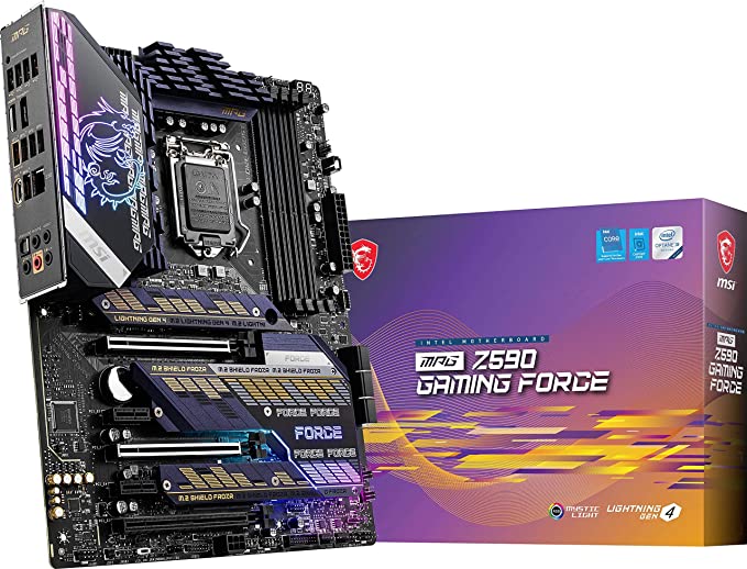 MPG MPG Z590 Gaming Force Gaming Motherboard (ATX, 11th/10th Gen Intel Core, LGA 1200 Socket, DDR4, PCIe 4, CFX, M.2 Slots, USB 3.2 Gen 2, DP/HDMI, Mystic Light RGB)