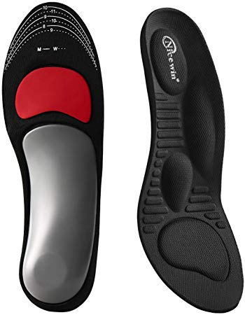 Arch Support Insoles for Plantar Fasciitis Men Women Orthotic Shoe Inserts for Flat Foot High Arch Running Heel Pain Lower Back Pain Relief Black M