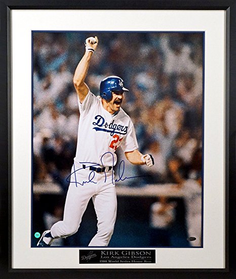 LA Dodgers Kirk Gibson Autographed "World Series HR" 16x20 Photograph with Floating Plate (COA)