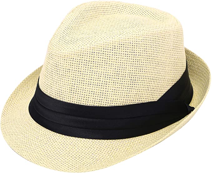 Verabella Women/Men's Summer Short Brim Straw Fedora Sun Hat