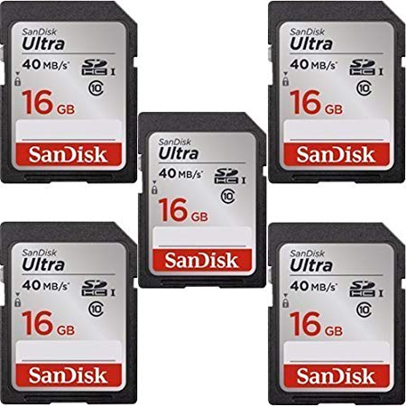 5x Genuine SanDisk Ultra 16GB Class 10 SDHC Flash Memory Card Up To 40MB/s- 266x SDSDUN-016G-G46 (Newest Version)