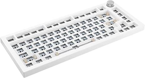 EPOMAKER Next time Skyline Gasket-Mounted 75% Hot Swappable Wired Gaming Keyboard DIY Kit with RGB Backlight, Rotary Knob, Compatible with 3Pin 5Pin Gateron/Cherry/Kailh/Otemu Switch (White)