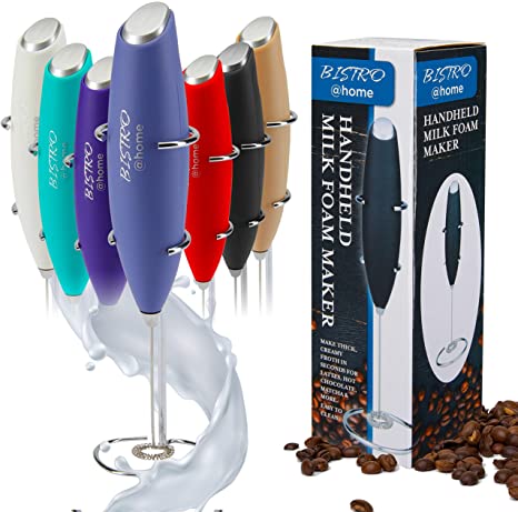 Bistro@Home Milk Frother Handheld, Frother for Coffee Drink Mixer Milk Foamer, Milk Frothers (Blueberry)