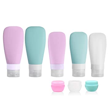 Silicone Travel Bottles, Vonpri Leak Proof Squeezable Refillable Travel Accessories Toiletries Containers Travel Size Cosmetic Tube for Shampoo Lotion Soap Liquids (5pack)