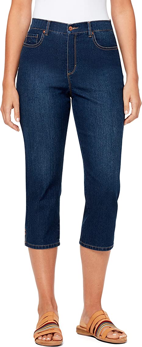 Gloria Vanderbilt Women's Amanda Capri Jeans, Blue, 8