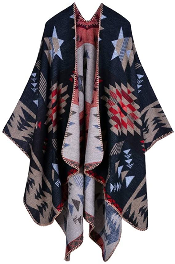 Anxingo Women's Poncho Cape Stylish Cloak Scarf Shawl Oversize Shawl Wrap for Women (Star Flower)