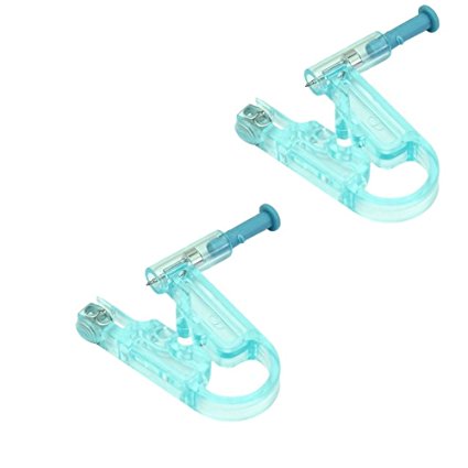 Homgaty 2x Disposable Ear Piercing Gun with 2 Stainless Steel Ear Studs Safety Asepsis Piercing Tool