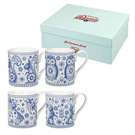 Churchill Owl And Rabbit Fine China Gift Coffee Tea Mugs Set of 4