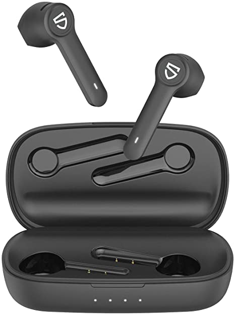 SoundPEATS Truebuds True Wireless Earbuds, Semi in-Ear Headphones Bluetooth 5.0 Stereo Earphones, Long Wear Comfort, Touch Control, Dual Mode, 70Hours Working Time