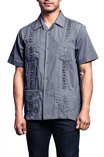 G-Style USA Mens Cuban Guayabera Long and Short 4 Pocket Cotton Blend Shirt