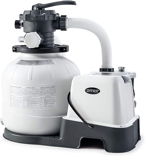 Intex 26675EG 14 Inch Krystal Clear 1500 GPH Saltwater System and Sand Filter Pump for Above Ground Pools with Automatic Timer and 6-Function Control