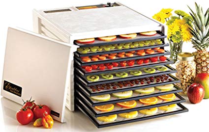 Excalibur 3900W 9-Tray Electric Food Dehydrator with Adjustable Thermostat Accurate Temperature Control Faster and Efficient Drying Includes Guide to Dehydration Made in USA, 9-Tray, White