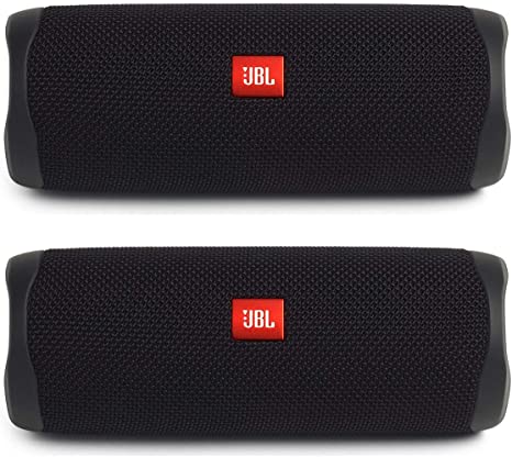 JBL Flip 5 Waterproof Portable Wireless Bluetooth Speaker Bundle - (Pair) Black