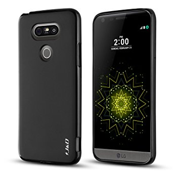 LG G5 Case, J&D [Jelly Cushion] [Slim Fit] LG G5 Anti-Scratch Clear Back Panel   TPU Bumper Case for LG G5 - Black