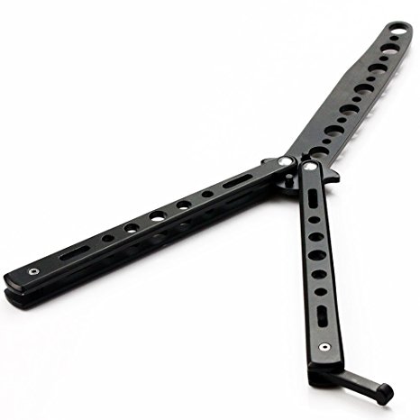 Black Metal Practice Balisong Butterfly Knife Trainer by Oliasports