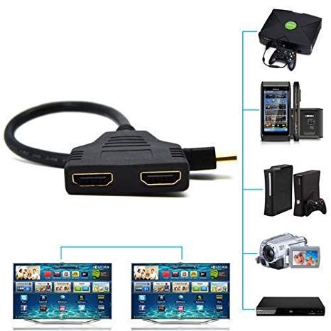 Chonlakrit 1080P HDMI Port Male to 2Female 1 In 2 Out Splitter Cable Adapter Converter Home