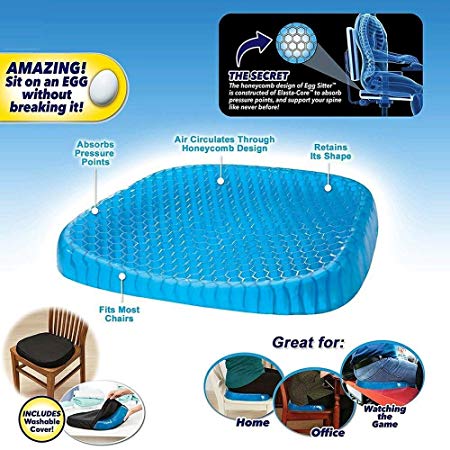 ADA Grid Mesh Gel Memory Foam Cushion for Bedding Ergonomics Breathable Honeycomb Designed Soft Gel Pad, Office Chair, Car Seat Cushion