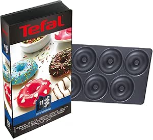 Tefal XA8011 Donuts Platte Nummer 11 | passend für Tefal Snack Collection SW852, SW853, SW854, SW857 und Snack Time SW341, SW342 | Inklusive Rezeptbuch | Aufbewahrungs-Box | Schwarz