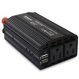 SNAN 300W Power Inverter DC 12V to AC 110V Car Inverter with Dual AC Outlet and 48A max Dual USB Charging Port