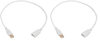 Monoprice USB Type-A to USB Type-A Female 2.0 Extension Cable - Gold Plated, 28/24AWG, 1.5 Feet, White (Pack of 2)