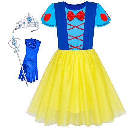 Sunny Fashion Girls Dress Snow White Princess Accessories Crown Magic Wand