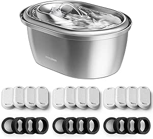 Bundle of PETLIBRO Stainless Steel Cat Water Fountain, 101oz/3L Pet Water Fountain for Cats Inside with 4 Filters & 4 Sponges   PETLIBRO 8 Packs Replacement Filters for PLWF003 & PLWF006