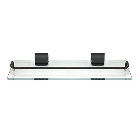 MODONA Glass Wall Shelf with Rail – Rubbed Bronze – 5 Year Warrantee
