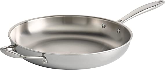 Tramontina 80116/057DS Gourmet Stainless Steel Induction-Ready Tri-Ply Clad Fry Pan, 12" W/Helper