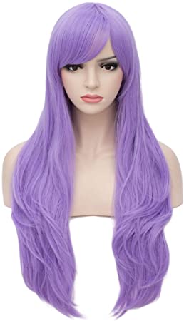 Aosler Women's Light Purple Long Wig,26 Inches Curly Synthetic Hair Wigs - Heat Friendly Cosplay Party Costume Wigs for Halloween