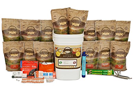 Valley Food Storage Emergency Preparedness Grab and Go Bucket Survival Kit (1 Week Supply for 4-People)