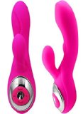 Vibrators - Succumb By Renee Rick Novelties - Rechargeable Rabbit Vibrator with Curved Shaft for Easy G Spot and Clitoral Stimulation - Luxury Hypoallergenic Body Safe Silicone and ABS Plastic