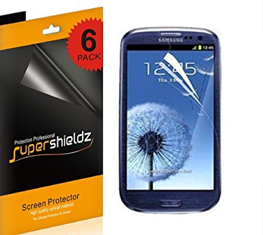 [6-Pack] Supershieldz- Samsung Galaxy S3 High Definition Clear Screen Protector Shield   Lifetime Replacements Warranty (AT&T, Verizon, Sprint, T-mobile, All Carriers) [6 Pack]- Retail Packaging