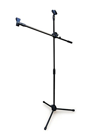 Black Tripod Boom Microphone Stand - Convenient, Portable, and Adjustable Mic Stand