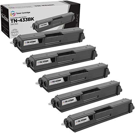 LD Compatible Toner Cartridge Replacement for Brother TN433BK High Yield (Black, 5-Pack)