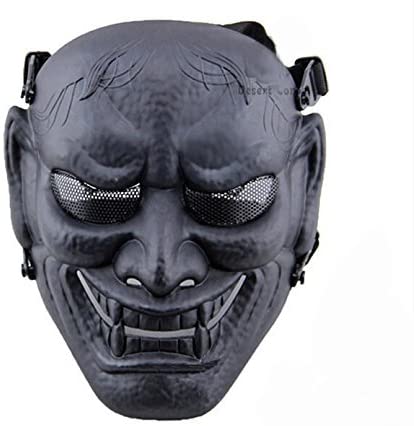phoenix outdoor Japanese Samurai Metal Mesh Full Face Protective Airsoft Mask -Permance Goggle-Black-Halloween Mask