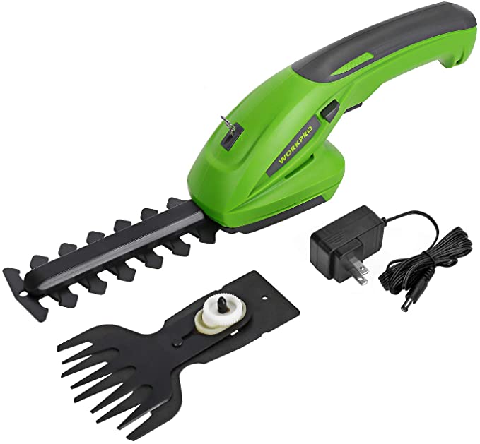 WORKPRO 2-in-1 Cordless Grass Shear and Shrubbery Trimmer - 7.2V Rechargeable Lithium-Ion Battery and Charger Included