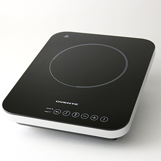 Ovente Cool Touch Portable Ceramic Induction Cooktop Burner, Single, Black (BG61B)