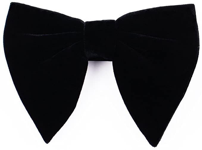 Ajingken Black Velvet Bow Ties Mens Pre-Tied Satin Formal Tuxedo Big Bowtie Oversized Bow Knot, 1, Medium