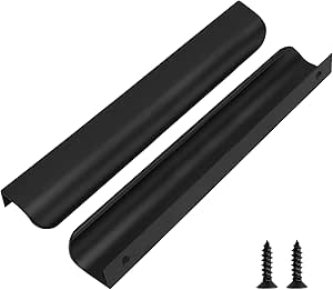 goldenwarm 10 Pack Black Cabinet Pulls Tab Edge Pull Black Mount Finger Pulls Hidden Door Handle for Kitchen Cabinets 192mm Center to Center