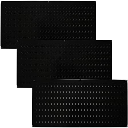 Wall Control Pegboard Value Pack - (3) Pack of Wall Control 16-Inch Tall x 32-Inch Wide Horizontal Black Metal Pegboards for Wall Home & Garage Tool Storage Organization (Black Pegboard)