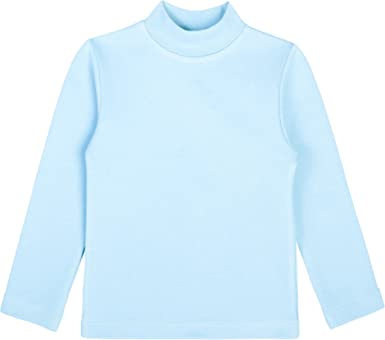 Lilax Girls' Basic Long Sleeve Mock Turtleneck Cotton T-Shirt
