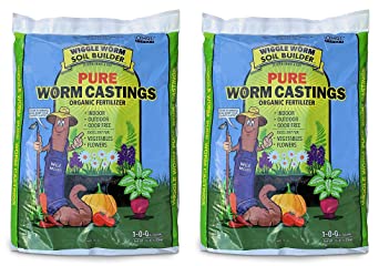 Unco Industries Worm Castings Organic Fertilizer, Wiggle Worm Soil Builder, 15-Pounds, (Package May Vary) (Two Pack)