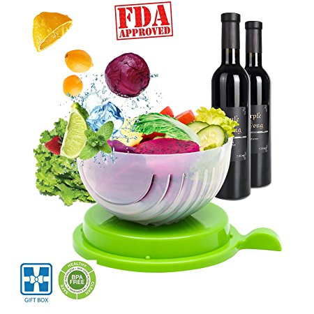 Salad Cutter Bowl,Cut Vegetables And Fruit Salads Easy, Salad Ready in 60 Seconds(green)